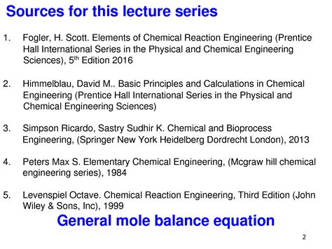 SOLUTION Batch Reactor General Mole Balance Equations Continuous