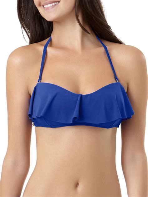 No Boundaries No Boundaries Juniors Solid Flounce Bandeau Bikini Top