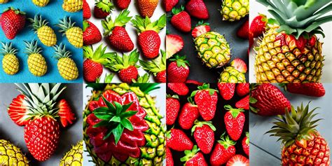 Closeup Of A Strawberry In The Shape Of A Pineapple Stable Diffusion