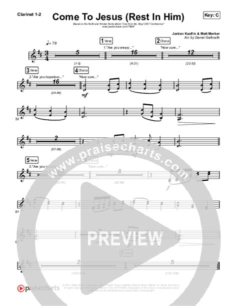 Come To Jesus Rest In Him Clarinet Sheet Music Pdf Keith Kristyn