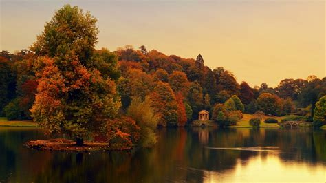 Wallpaper Landscape Fall Sunset Lake Nature Reflection Evening