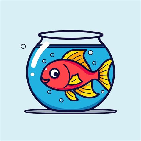 Premium Vector A Cartoon Drawing Of A Fish In A Fish Bowl