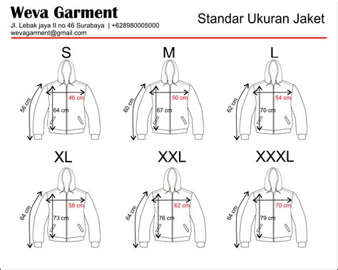 Standar Ukuran Weva Garment Indonesia