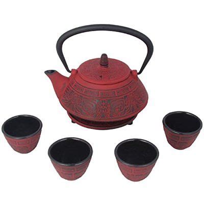 Japanese Cast Iron Pot Tea Set Black W Trivet Oz Rd