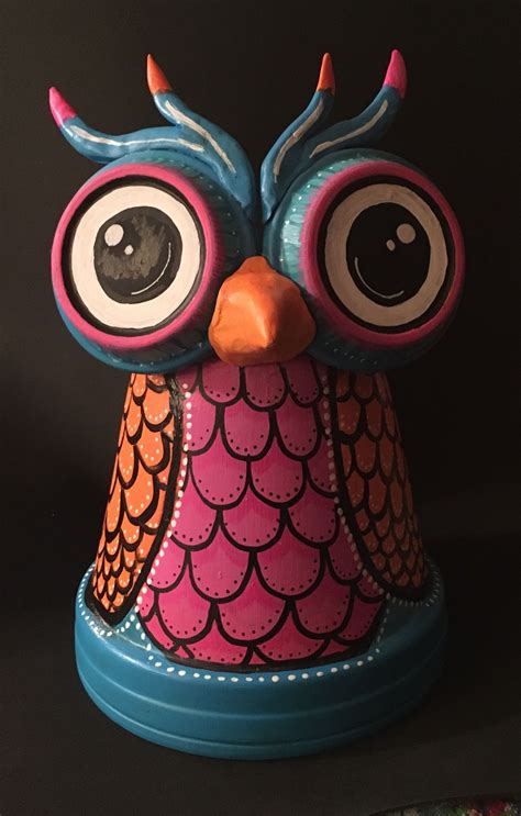 Clay Pot Terra Cotta Owl Whimsical Owl Terra Cotta Pot Projects Clay