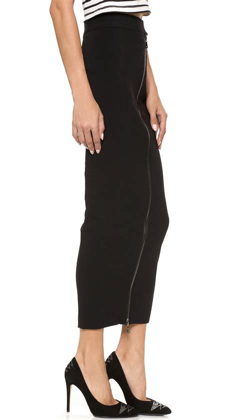 Lyst Balmain Zip Pencil Maxi Skirt Black In Black