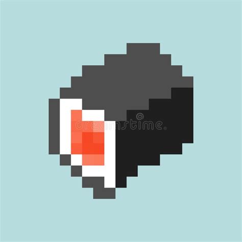 Sushi Rolls Pixel Art Isolated 8 Bit Traditional Japanese Food Stock