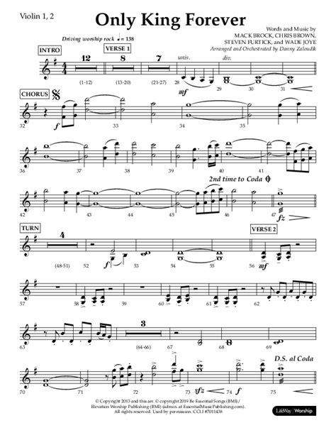 Only King Forever Choral Anthem Satb Violin Sheet Music Pdf Lifeway