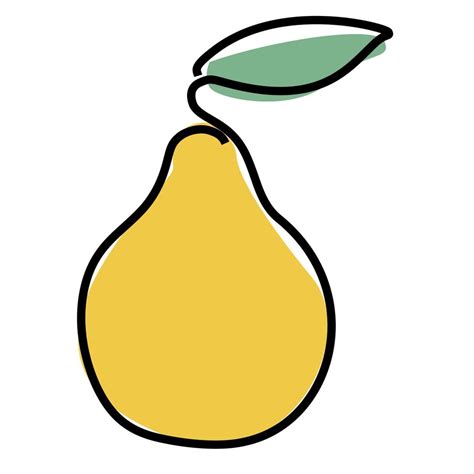 Simple Color Continuous One Line Drawing Of An Pear Fruit Hand Drawn