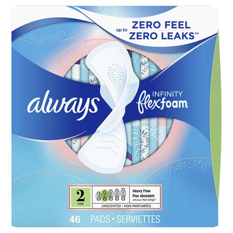 Always Infinity Feminine Pads With Wings Size 2 Heavy Absorbency