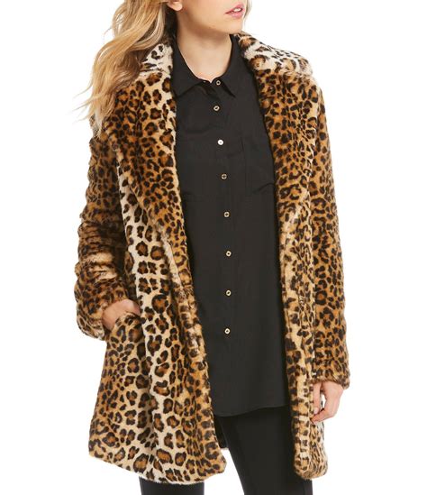 Calvin Klein Faux Fur Leopard Coat Dillards Leopard Print Long Coat