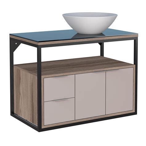 Gabinete P Banheiro em Madeira Estrutura em Alumínio Sem Cuba Apoema Tamarindo Nude