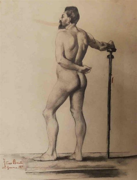 Henry George Moon English Graphite Portrait Sketch Of Female Nude Seated For Sale At StDibs