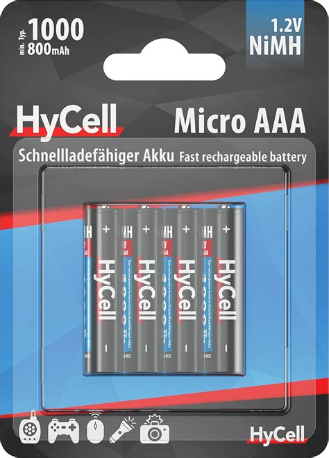 HYCELL 1000 MAh NiMH AAA Rechargeable Batteries Amazon De Electronics