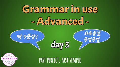 [하루 딱 5문장] Grammar In Use Advanced Day 5 Past Perfect Past Simple