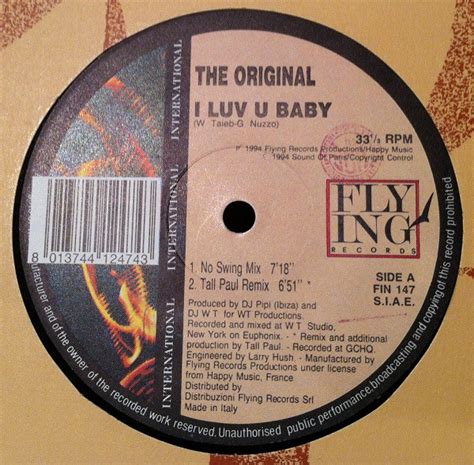 The Original I Luv U Baby 12 Curto Vinil Loja De Discos De Vinil