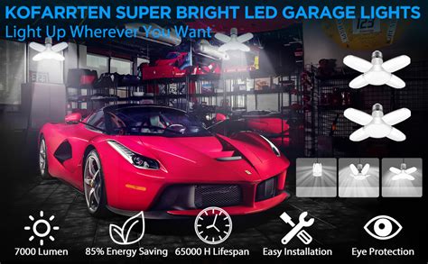 Kofarrten LED Garage Lights Super Bright 7000 LM Mini Garage Light