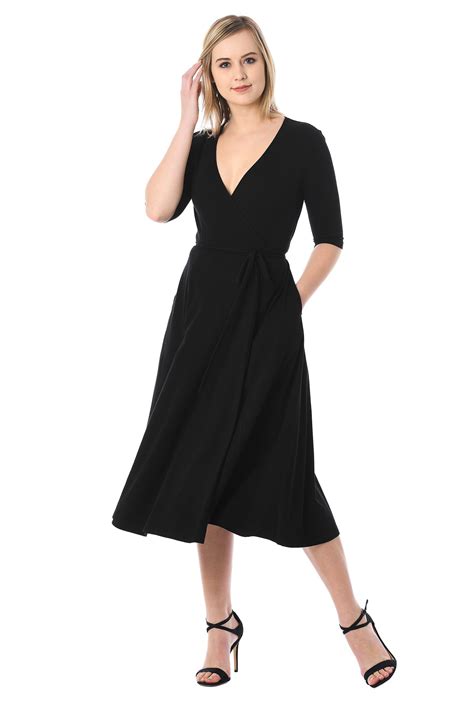 Shop Cotton Knit Midi Wrap Dress Eshakti