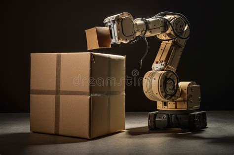 Automated Product Packaging Modern Factory Robot Packs Cardboard Box