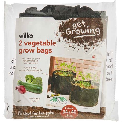 Wilko 2 Pack Vegetable Grow Bag 34l40l Wilko