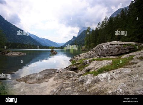 Views Of The Hintersee In The Bavarian Alps Near Berchtesgaden Stock