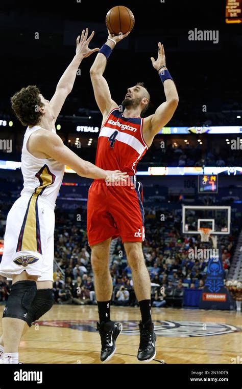 Washington Wizards Center Marcin Gortat Shoots Over New Orleans