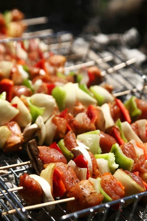 Vegetarian BBQ skewers stock image. Image of cooking - 13628433