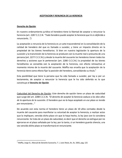 Aceptacion Y Renuncia DE LA Herencia ACEPTACION Y RENUNCIA DE LA