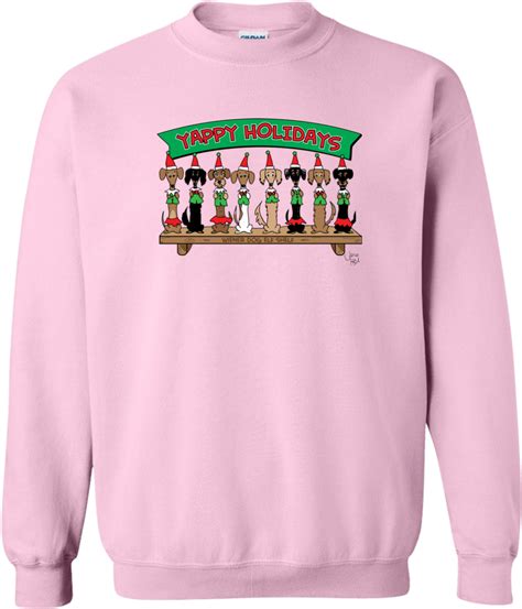 Download Wiener Dog Elf Shelf 5050 Crewneck Pullover Sweatshirt Pink