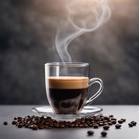 Premium Ai Image Photo Cup Of Coffee With Smoke And Coffee Beans On