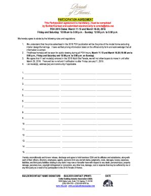 Fillable Online PARTICIPATION AGREEMENT This Participation Agreement Is