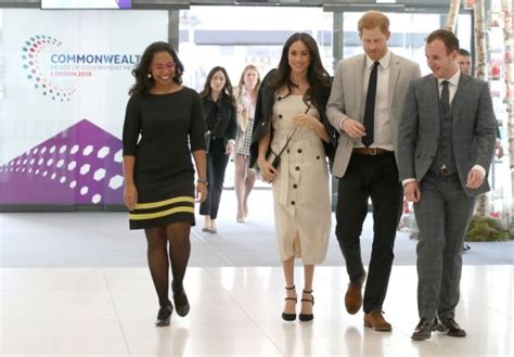 Meghan Markle Wears Altuzarra Striped Dress To Begin Work With The Commonwealth Youth Forum