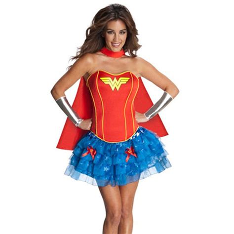 Adult Wonder Woman Costume Sexy Superhero Cosplay Superman Women Corset Cape With Tutu Halloween