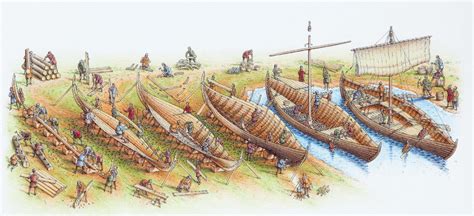 The stages of viking ship construction.(click to enlarge) | Viking ship, Vikings, Viking longboat