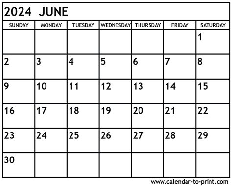 June 2024 Calendar Printable Editable