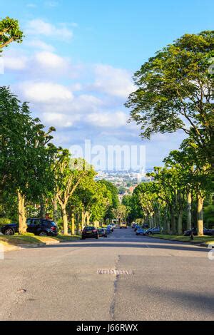 View of Highgate Hill down to the City, Highgate, London, UK. One of ...