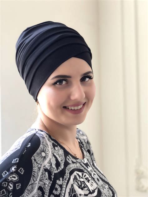 In One Black Hijab Jersey Turban Volume Ready Turban Etsy