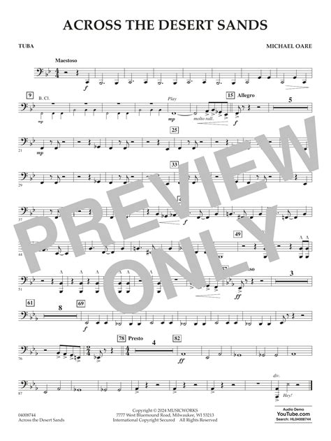 Across The Desert Sands Tuba Sheet Music Michael Oare Concert Band