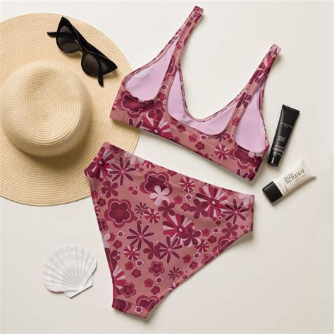 Flower Power High Waisted Bikini Hippie Floral Bikini Set 70s Bikini Etsy