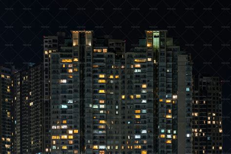 Building With Lights At Night Stock Photos Motion Array