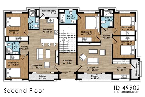 6-plex Apartments building - ID 49902 - Design by Maramani.com