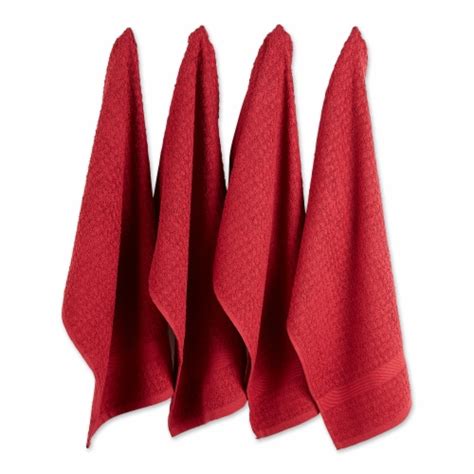 Dii Solid Barn Red Waffle Terry Dishtowel Set Of 4 1 King Soopers