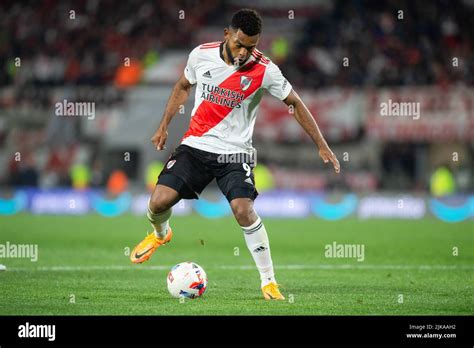 Miguel Borja Of River Plate Seen In Action During A Match Between River