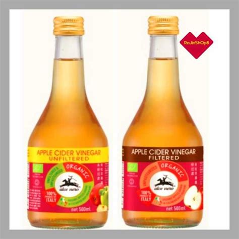 ALCE NERO Organic Apple Cider Vinegar Filtered Organic Unfiltered