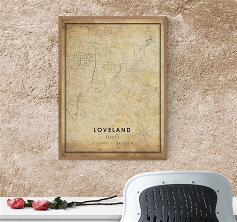 Loveland Vintage Map Print Loveland Ohio Map Loveland City | Etsy