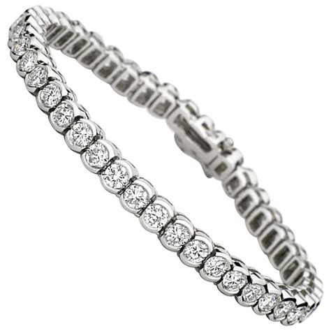 10 Carat Total Weight Platinum Diamond Tennis Bracelet Bezel Set Ben