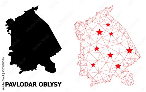 Wire frame polygonal and solid map of Pavlodar Region. Vector structure ...