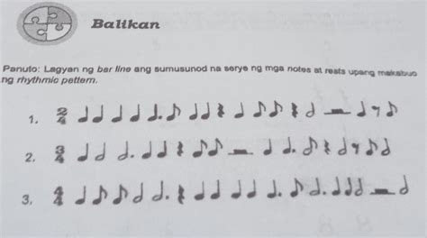 Ballkan Panuto Lagyan Ng Bar Line Ang Sumusunod Na Serye Ng Mga Notes