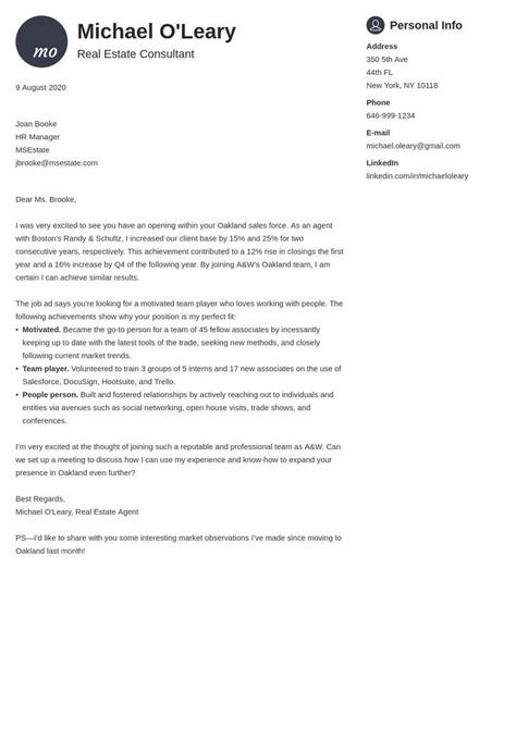 Real Estate Cover Letter Example Template Primo