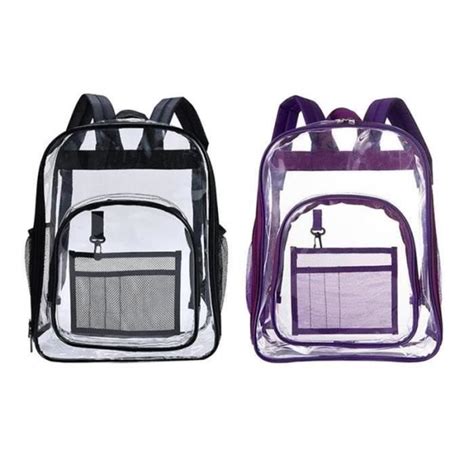 2x Sac à Dos Transparent En PVC Transparent pour Adultes Garçons Filles